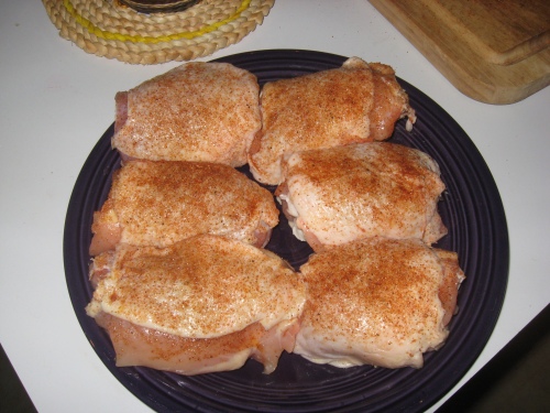 Chicken Thighs seasoned with Bandiola Spice Chicken Rub